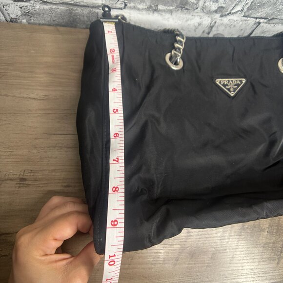 EUC Prada Milano Tessuto Catena Black Shoulder Purse w/ Chain Strap One Size - Picture 14 of 16